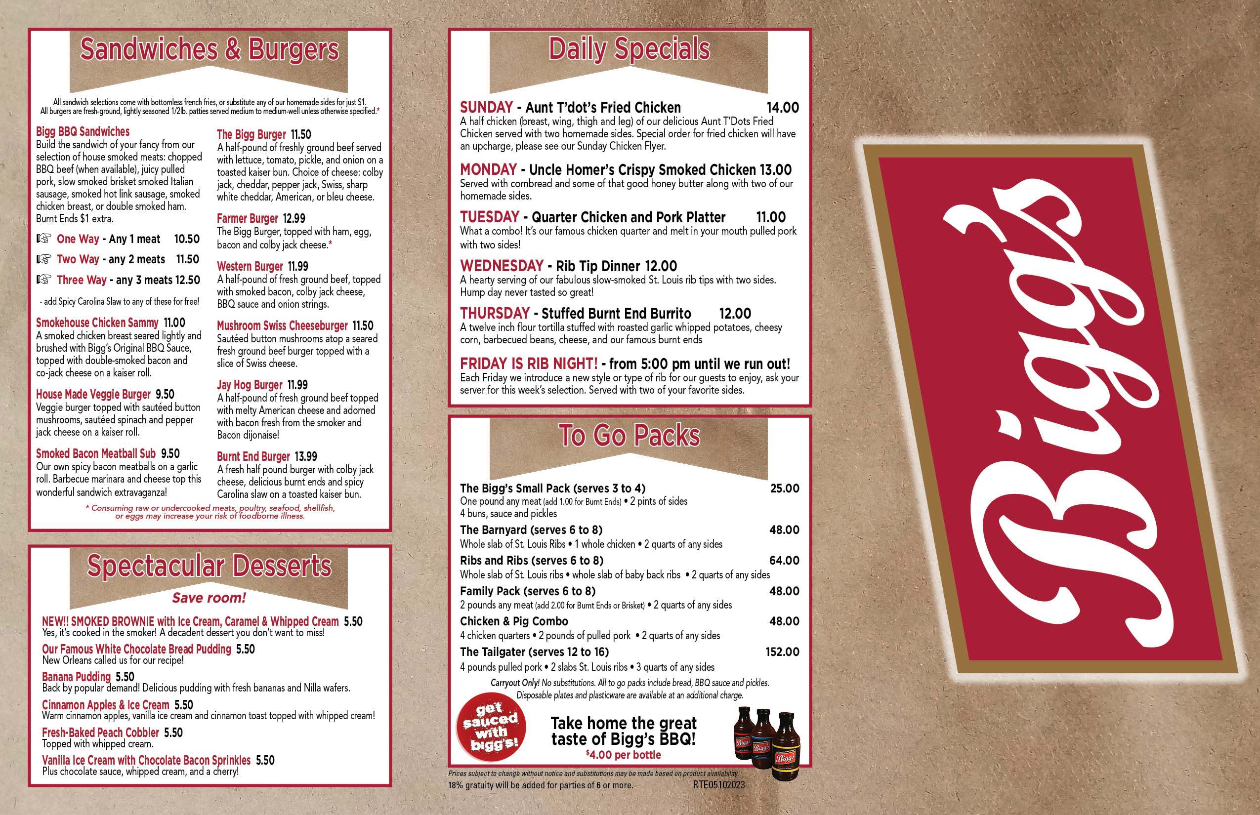 Dinner Menu Page 1