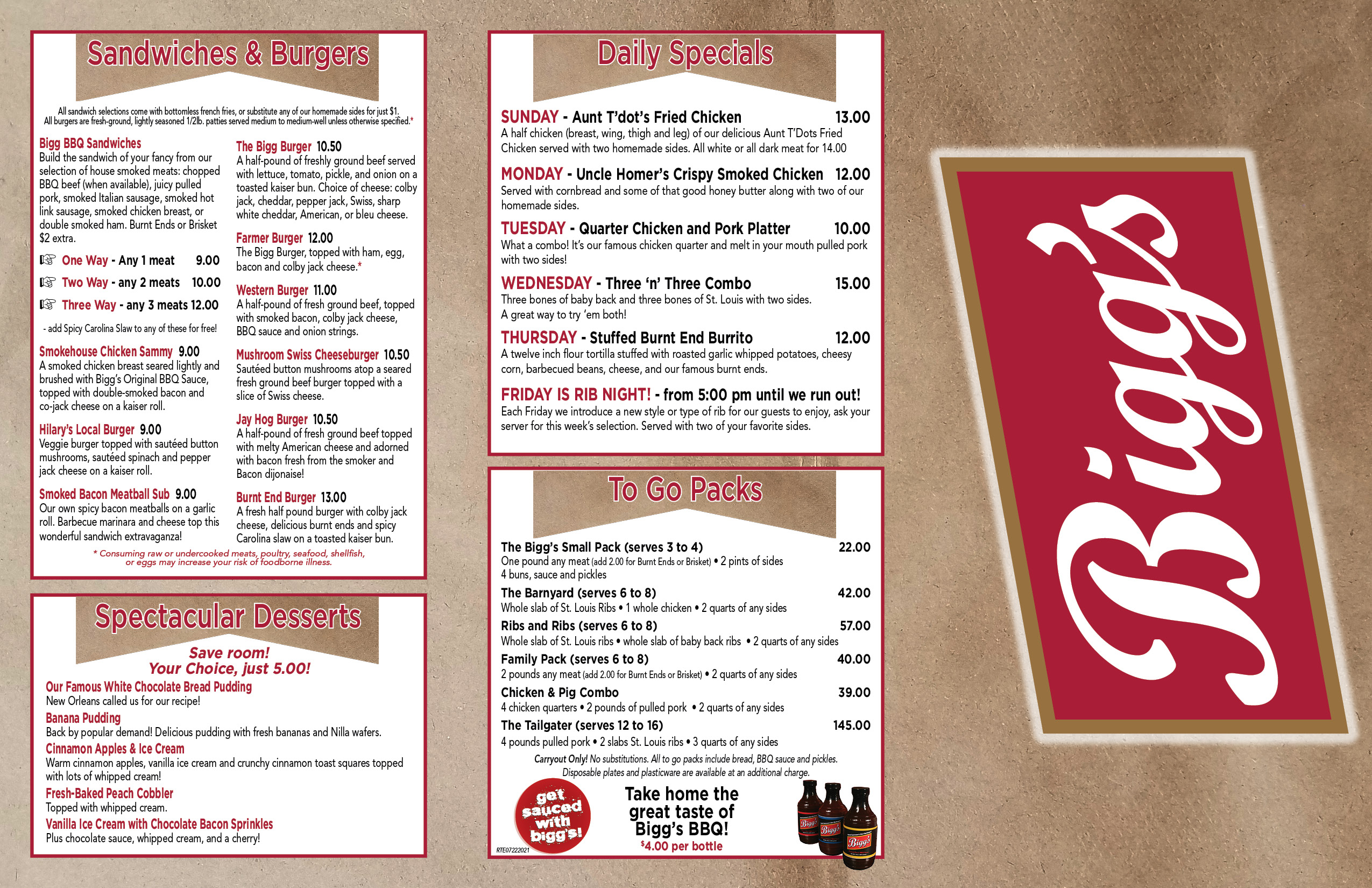 Menus Biggs BBQ